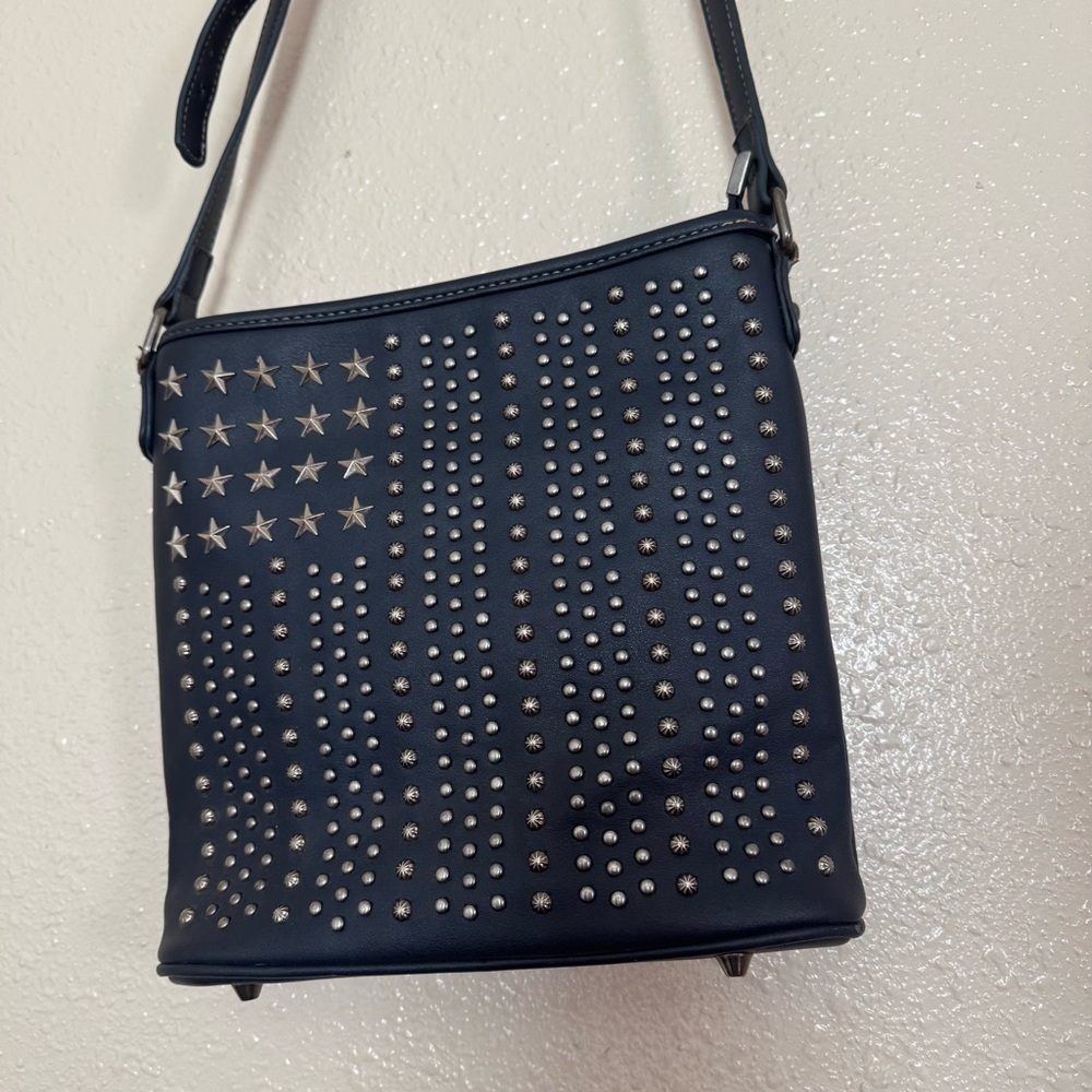 American Bling Y2K Navy Star Studded Crossbody Bag - Picture 7 of 7